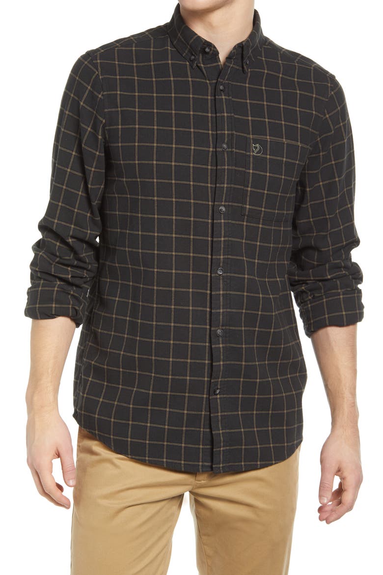 Ovik Flannel Button-Down Shirt, Main, color, DARK GREY