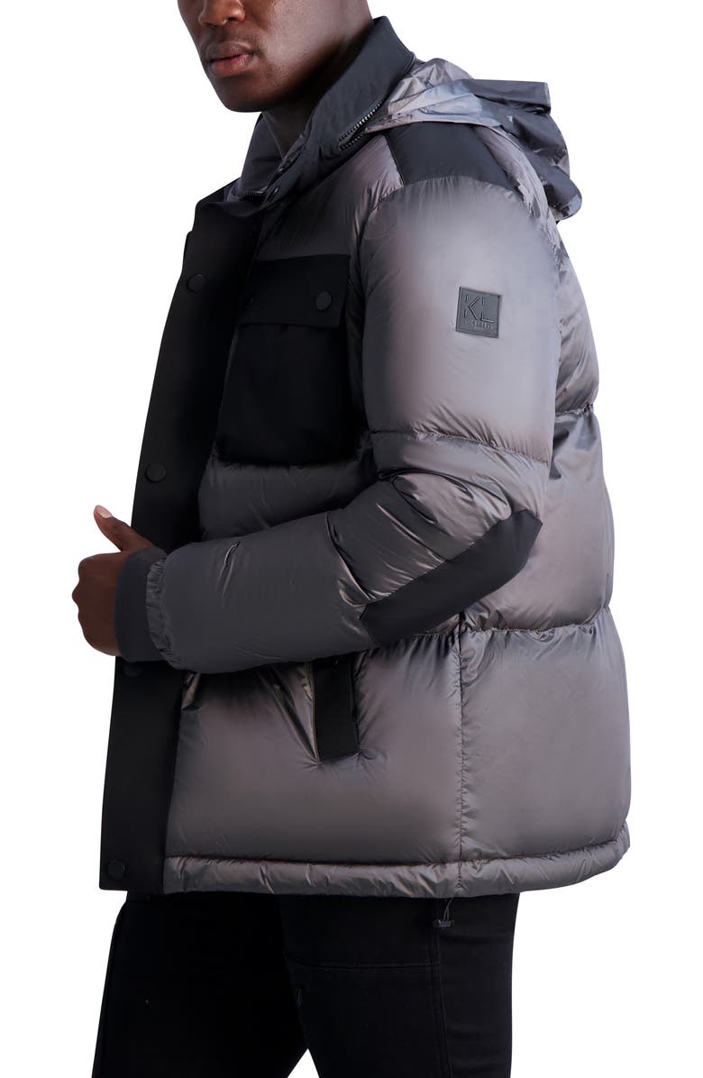 KARL LAGERFELD PARIS Mixed Media Quilted Coat, Alternate, color, 