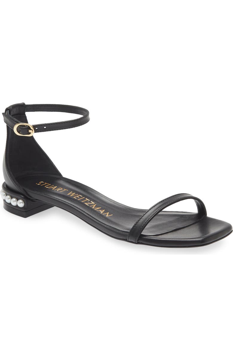 Stuart Weitzman Nudistcurve Imitation Pearl Flat Sandal, Main, color,