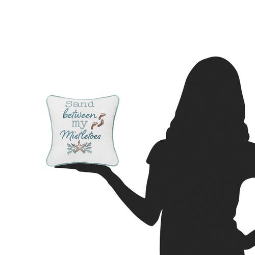 C & F Home C&f Home Sand Between My Mistletoes Christmas Throw Pillow, 10" X 10" In White