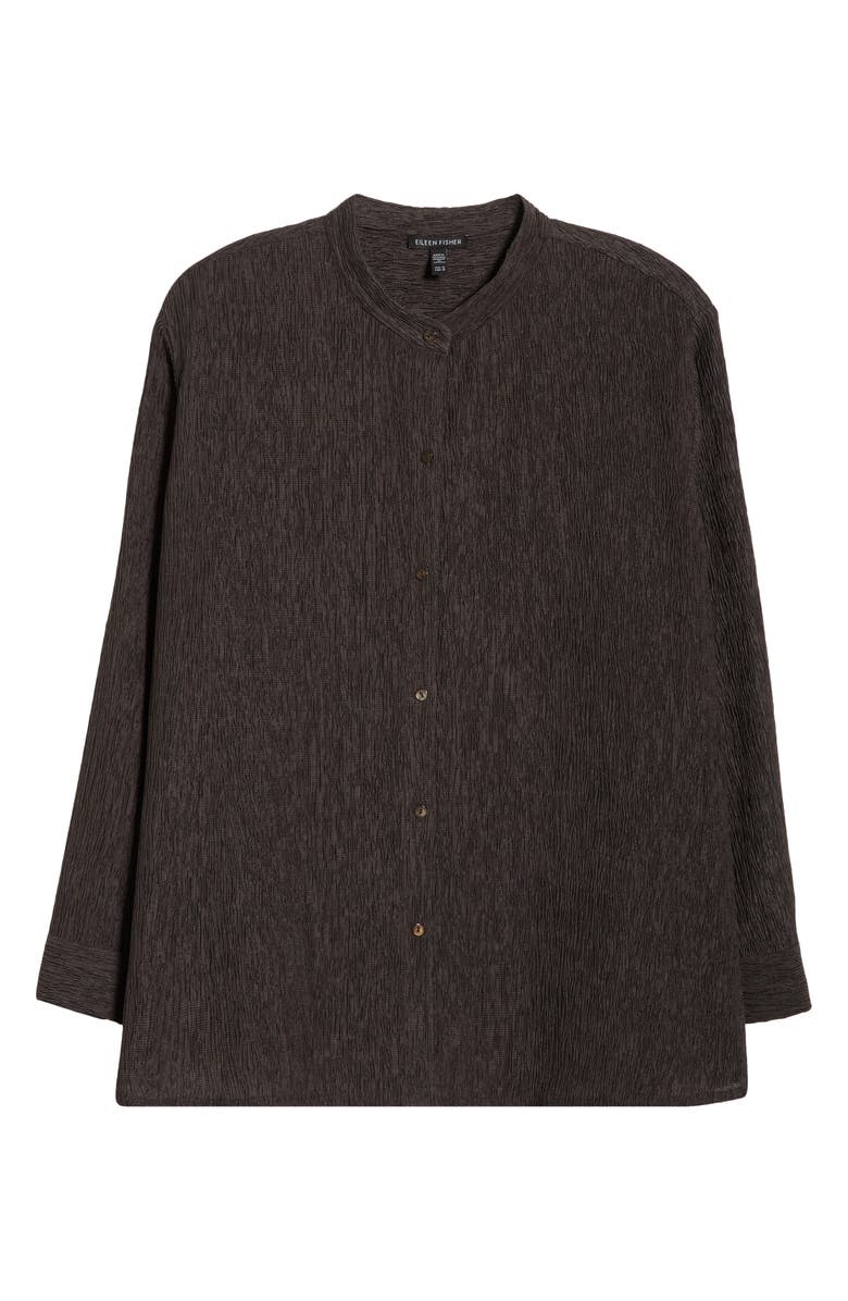 Eileen Fisher Mandarin Collar Button-Up Shirt, Alternate, color, Rye