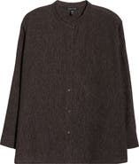 Eileen Fisher Mandarin Collar Button-Up Shirt
