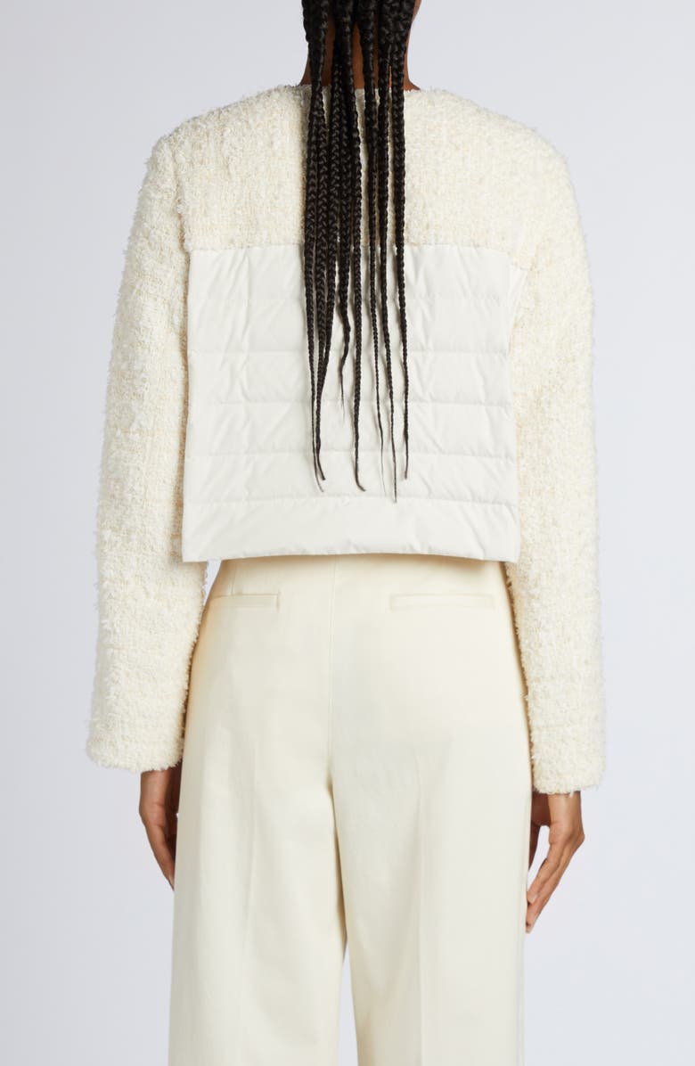 Moncler Dauphin Mixed Media Crop Jacket, Alternate, color, Panna