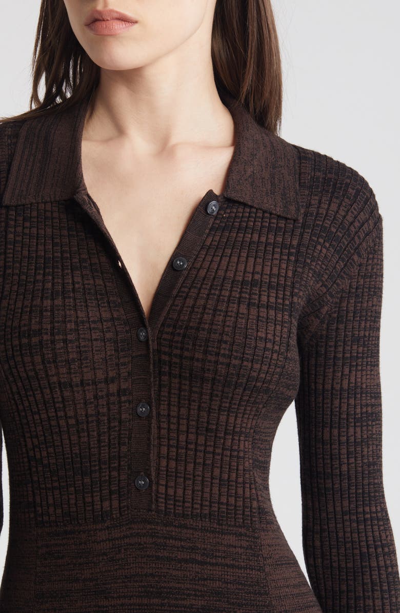 Treasure & Bond Marled Long Sleeve Sweater Dress, Alternate, color, Black- Brown Marl