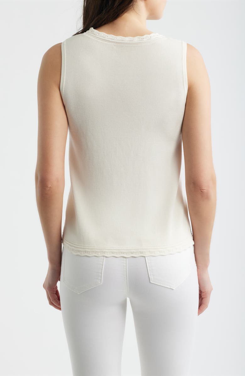 Anne Klein Scallop Trim Sleeveless Sweater, Alternate, color, White Dove