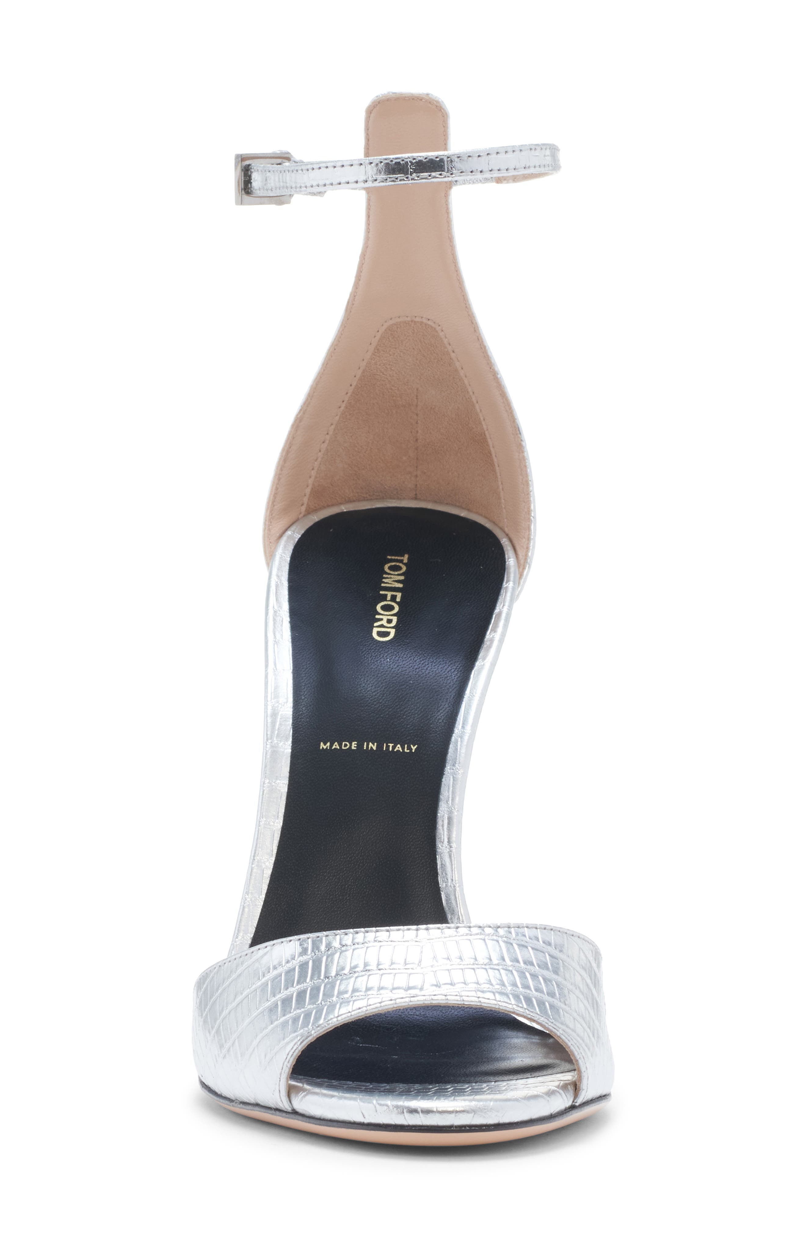 TOM FORD Stiletto Ankle Strap Sandal, Alternate, color, Silver