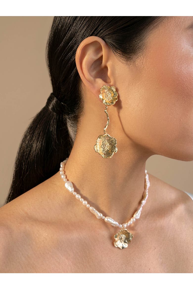 Poppy Pearl Necklace, Alternate, color, Gold