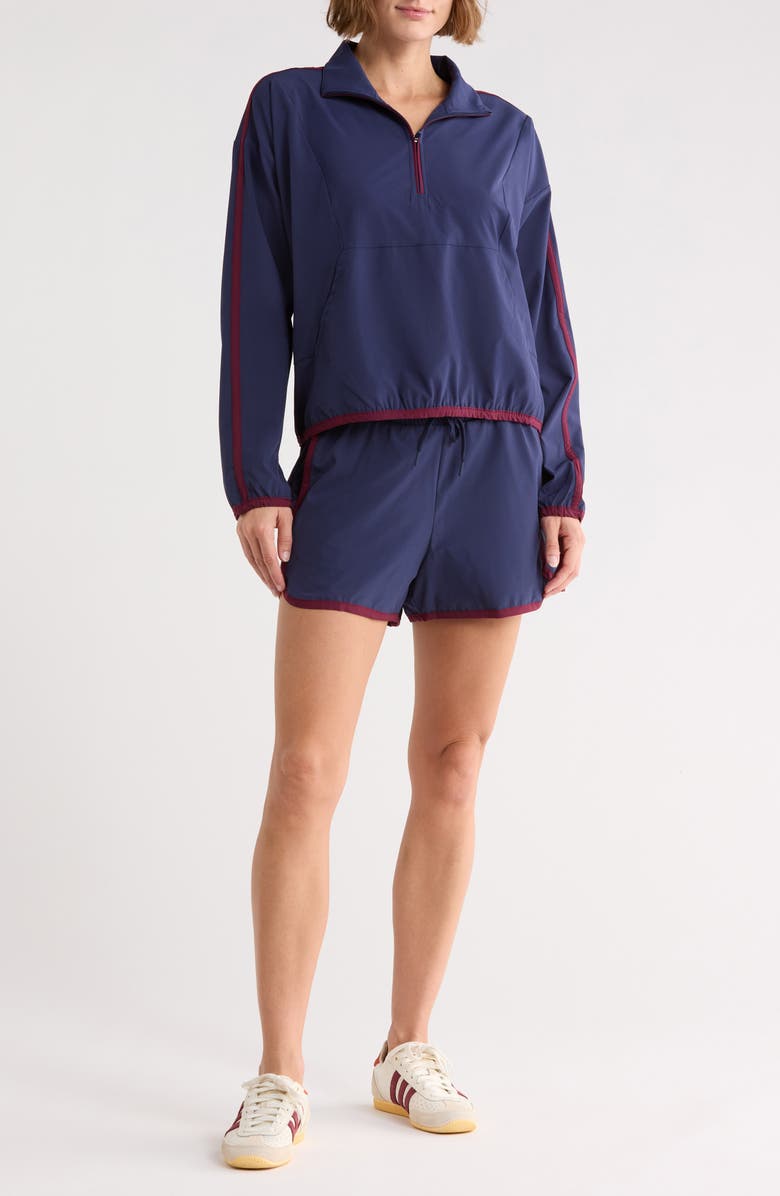 LAYER 8 Dayton Sweatshirt & Shorts Set, Main, color, Peacoat/ Winsor Wine