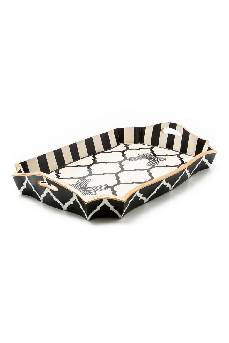 Pretty As A Bow Large Tray, Alternate, color, BLACK/WHITE