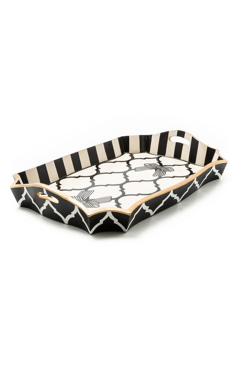 MACKENZIE CHILDS Pretty As A Bow Large Tray, Alternate, color, Black/White