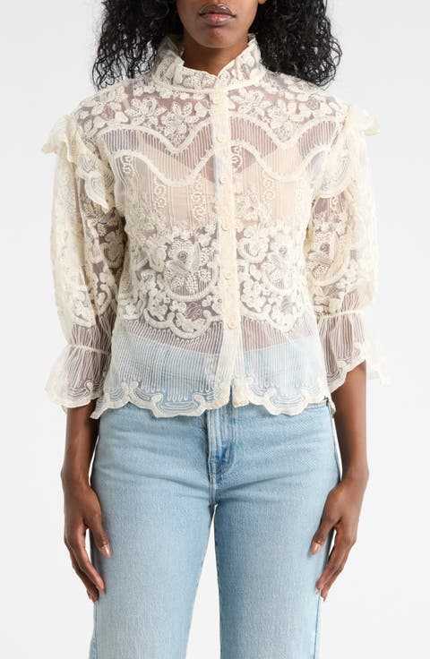 Victorian Lace Button-Up Shirt