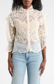 Forgotten Grace Victorian Lace Button-Up Shirt