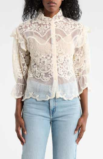Forgotten Grace Victorian Lace Button-Up Shirt