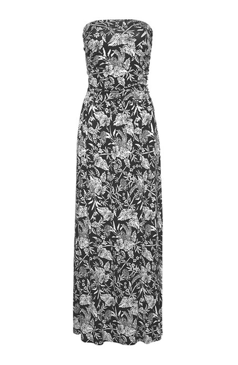 LASCANA Women's Bandeau Maxi Dress, Alternate, color, Black & White