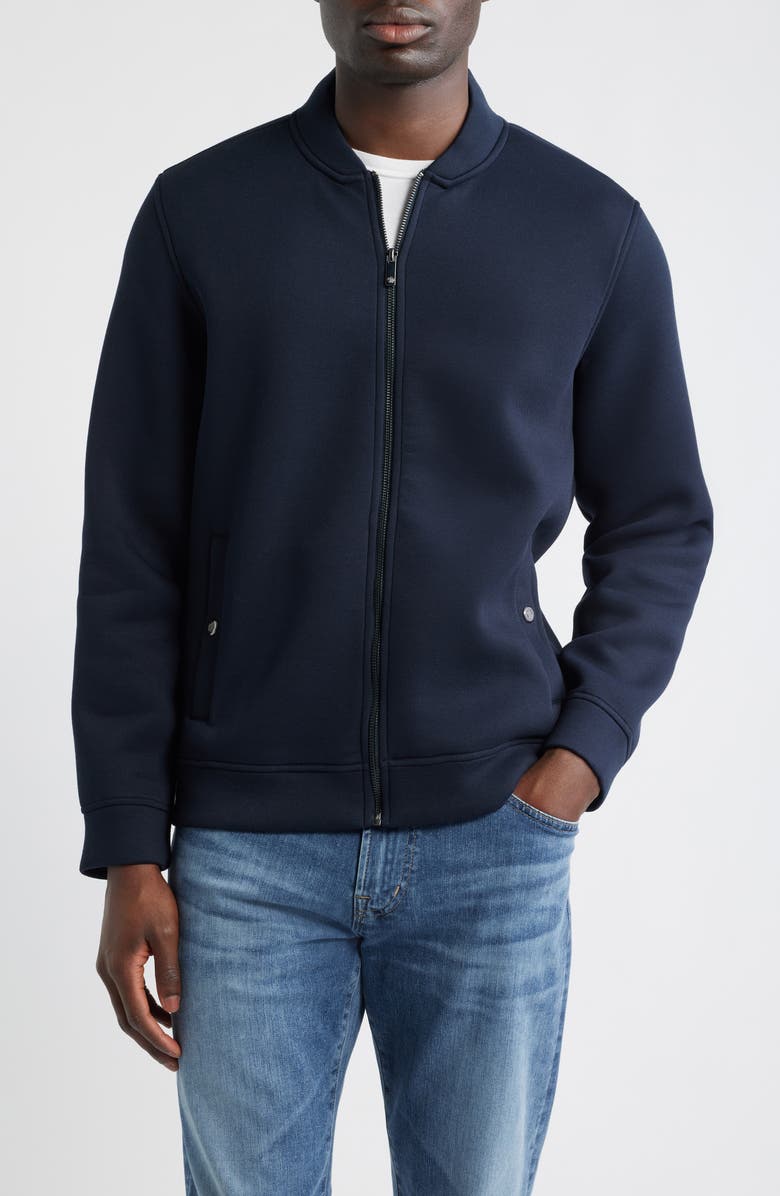 Johnston & Murphy Knit Bomber Jacket, Alternate, color, Navy
