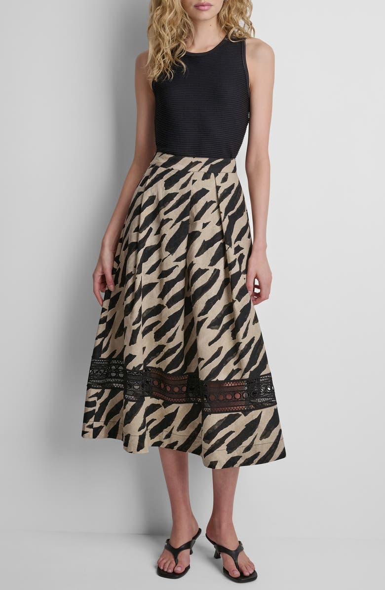 DKNY Animal Print Linen Blend Skirt, Alternate, color, Geo Animal