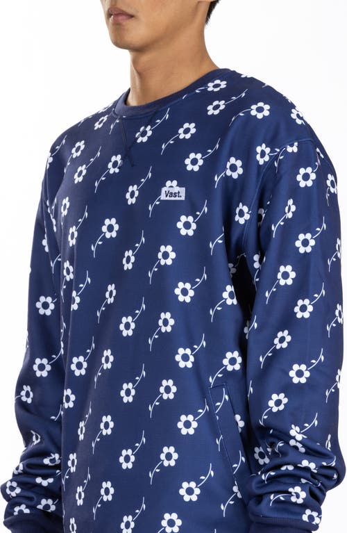 Vast Floral Print Recycled Polyester Sweatshirt In Navy