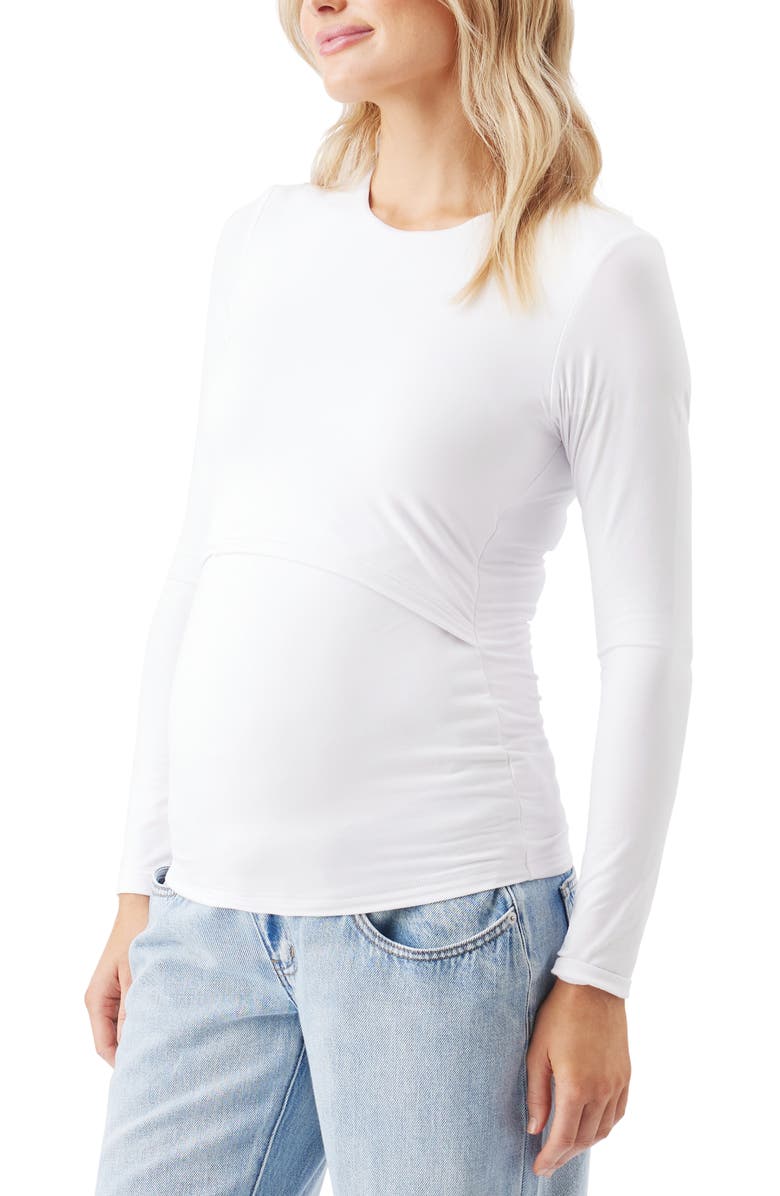 Ripe Maternity Luxe Knit Nursing Top, Alternate, color, White