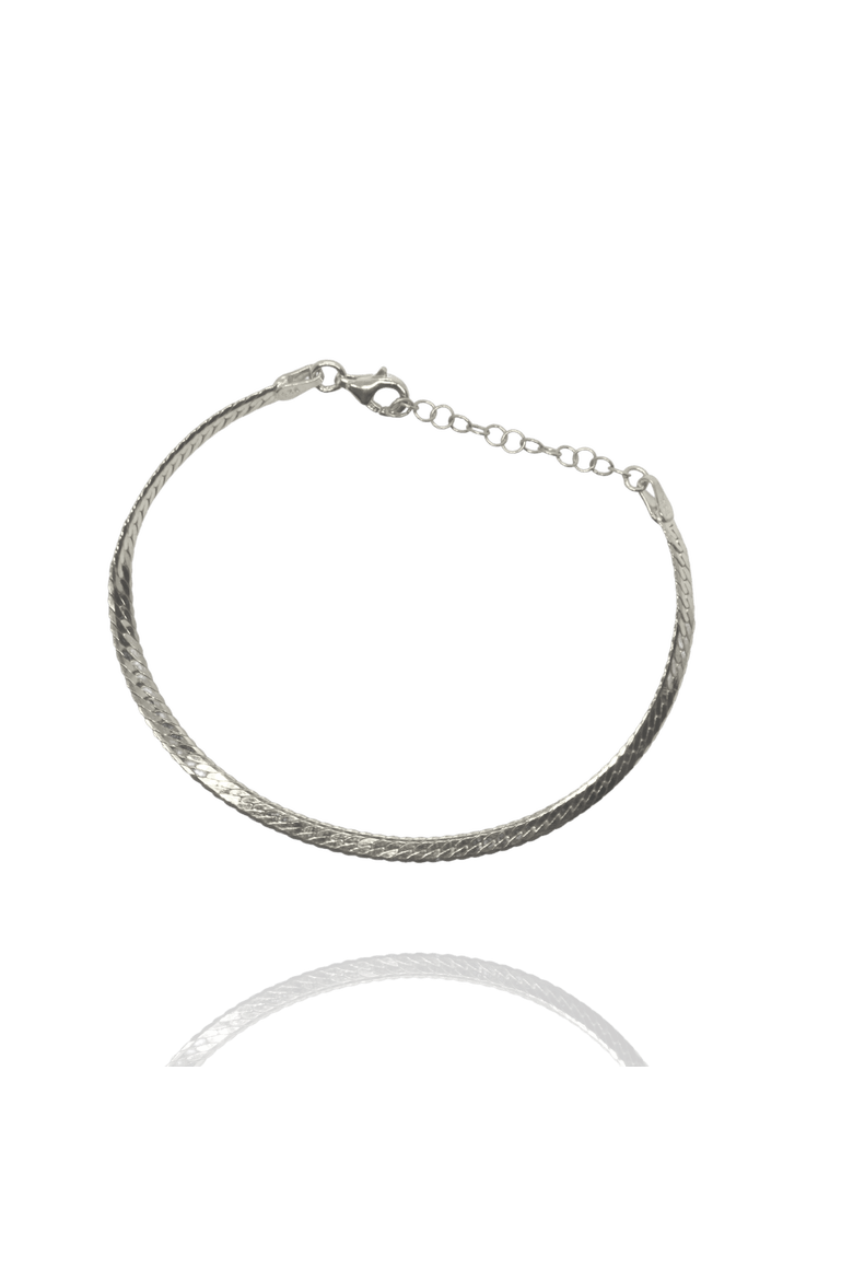 Italian Sterling Silver Herringbone Bracelet, Main, color, Silver