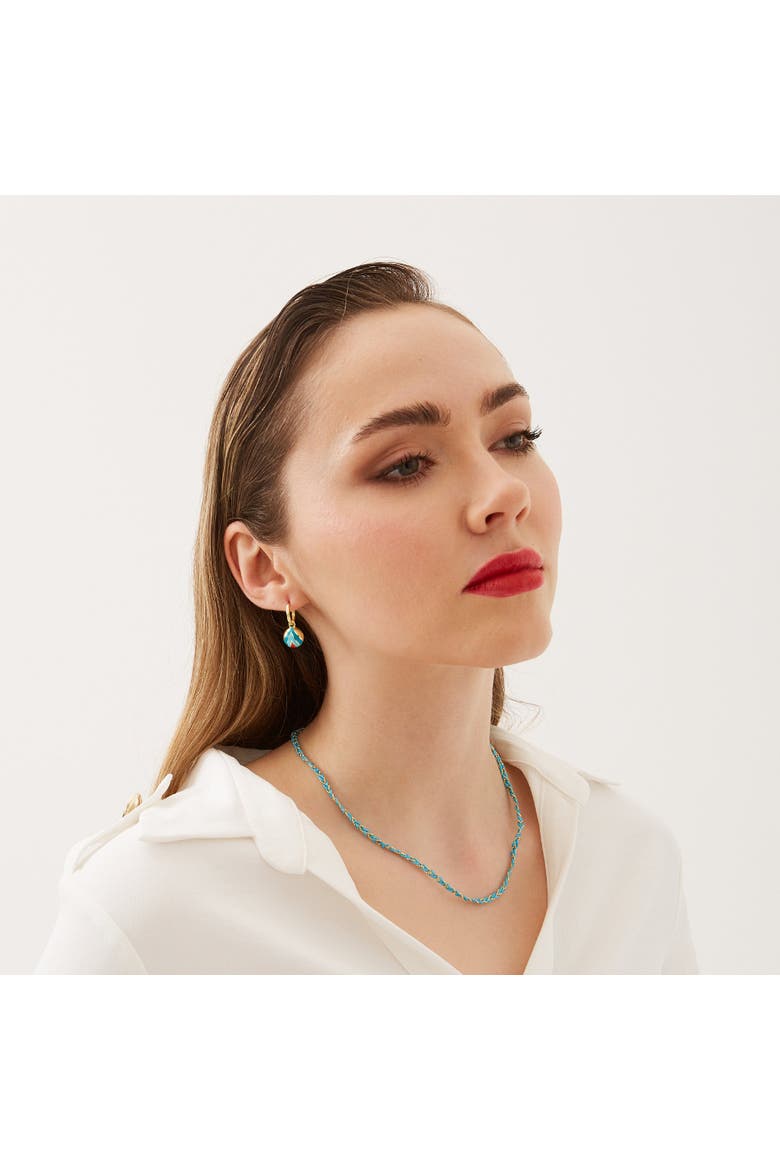 Handmade Rope Braided Sterling Silver Beaded Chain Necklace, Alternate, color, Blue