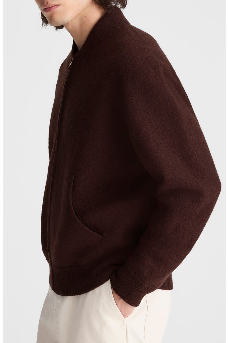 Boiled Wool Baseball Sweater Jacket, Alternate, color, ESPRESSO BEAN