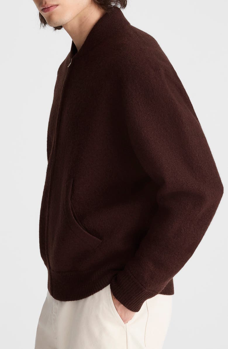 Madewell Boiled Wool Baseball Sweater Jacket, Alternate, color, Espresso Bean