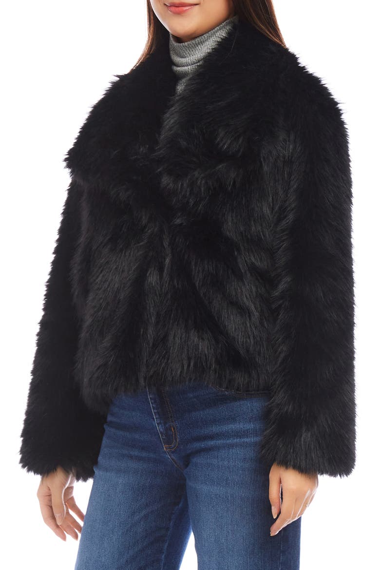 Faux Fur Coat, Alternate, color, BLACK