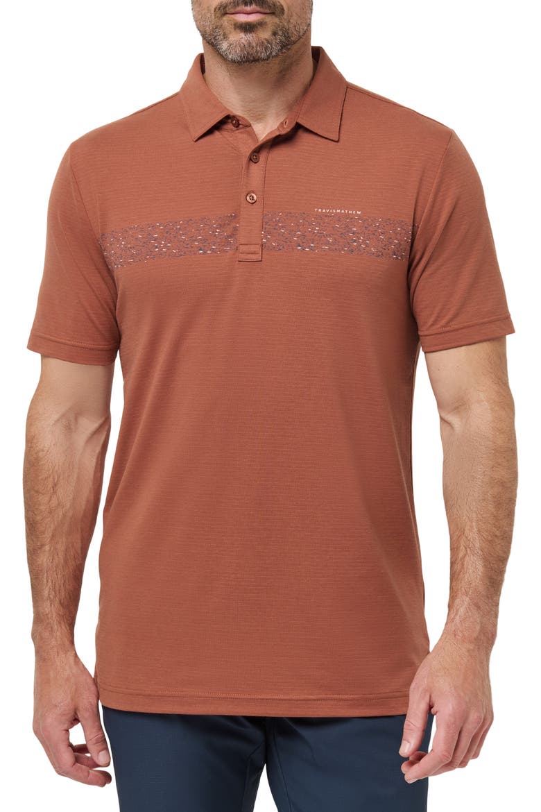 The Heater Chest Stripe Performance Golf Polo, Main, color, MAPLE