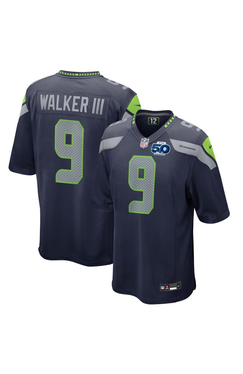 Nike Men's Nike Kenneth Walker III College Navy Seattle Seahawks 50th Season Game Jersey, Main, color, College Navy