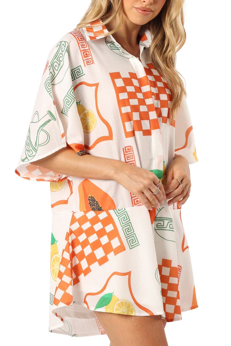 Sebastian Fruit Print Romper, Alternate, color, WHITE ORANGE