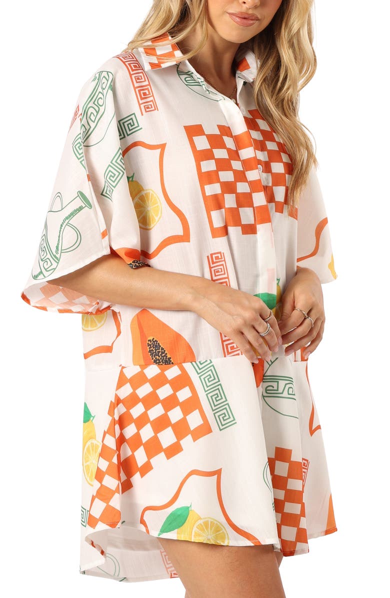 Petal & Pup Sebastian Fruit Print Romper, Alternate, color, White Orange