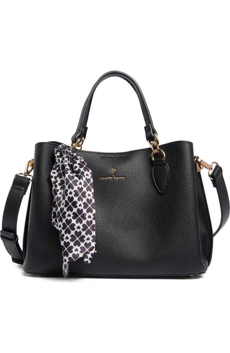 Nanette Lepore Bellamy Triple Compartment Satchel, Main, color, Black - Heart Geo Black