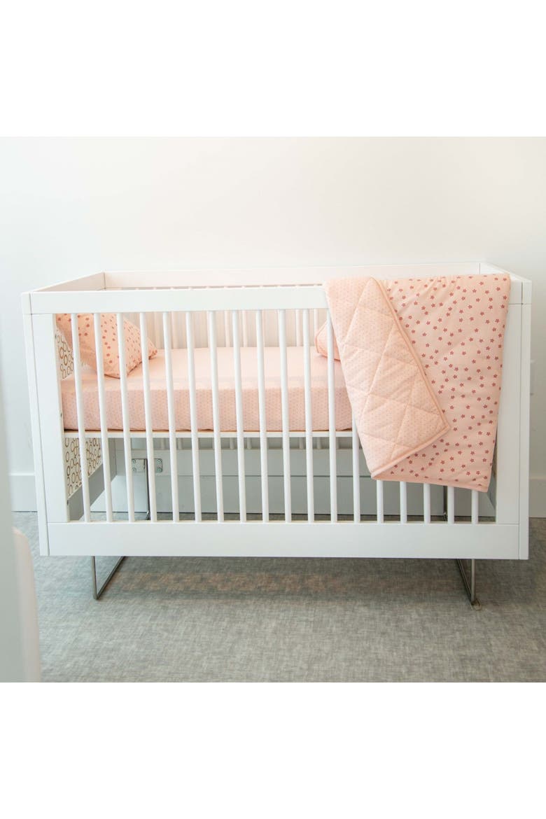 Baby Crib Bedding Sets Includes Crib Sheet, Quilted Blanket, Crib Skirt, and Baby Pillowcase, Alternate, color, Pink Floral