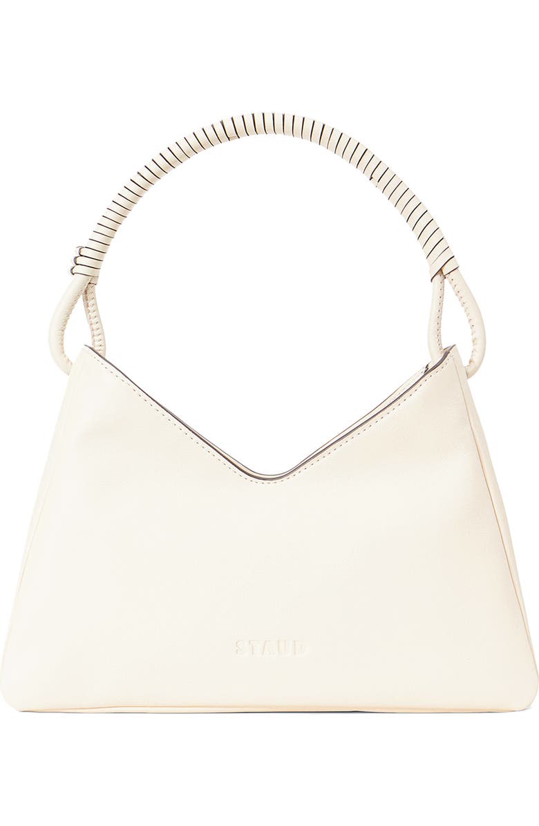 STAUD Valerie Leather Shoulder Bag, Main, color, Cream