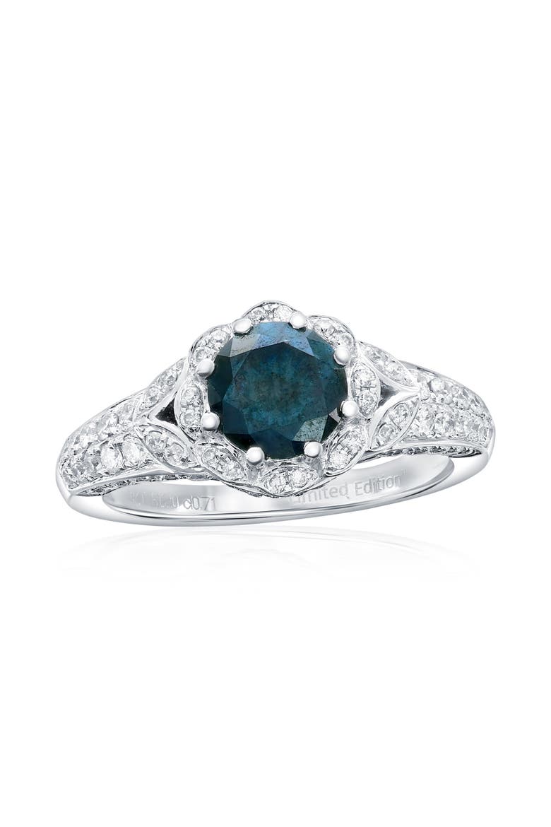 14K White Gold 1.20ct Blue Diamond & 0.71cttw Diamond Ring, Main, color, White Gold