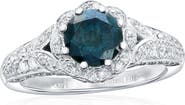 SOUZANA by Suzy Levian 14K White Gold 1.20ct Blue Diamond & 0.71cttw Diamond Ring