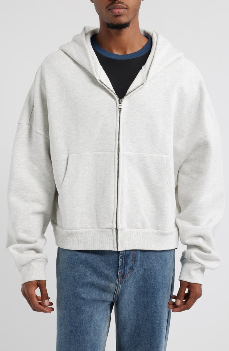 Elwood Oversize Rectangle Zip Hoodie, Alternate, color, Ash Grey