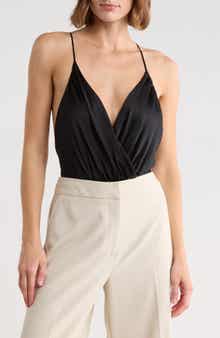 Alice + Olivia Callie Draped Silk Blend Bodysuit