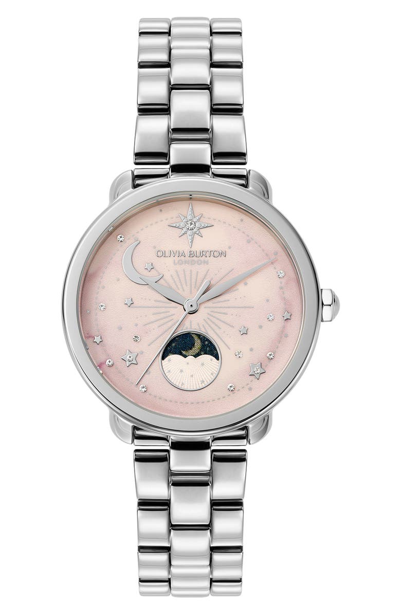 Olivia Burton Moonphase Watch, 34mm, Main, color, Silver