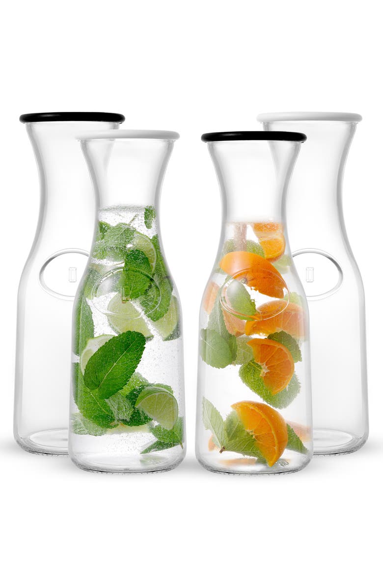 JoyJolt Hali Set of 4 Glass Carafe, Alternate, color, Clear