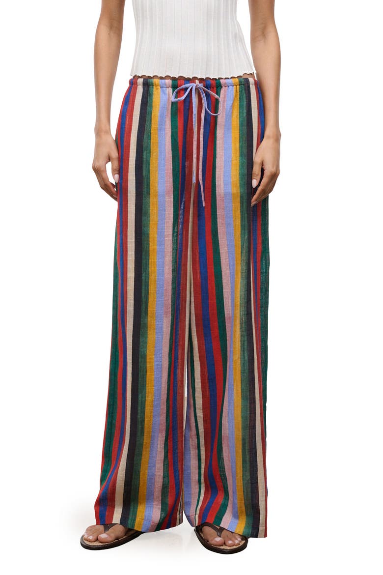 Mateo Stripe Cotton Drawstring Pants, Main, color, ARTIST STRIPE