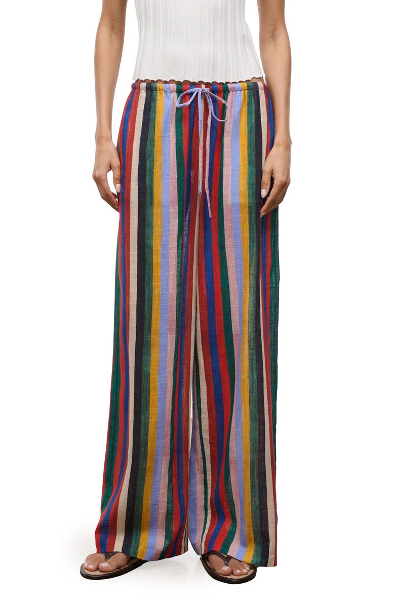 STAUD Mateo Stripe Cotton Drawstring Pants, Main, color, Artist Stripe