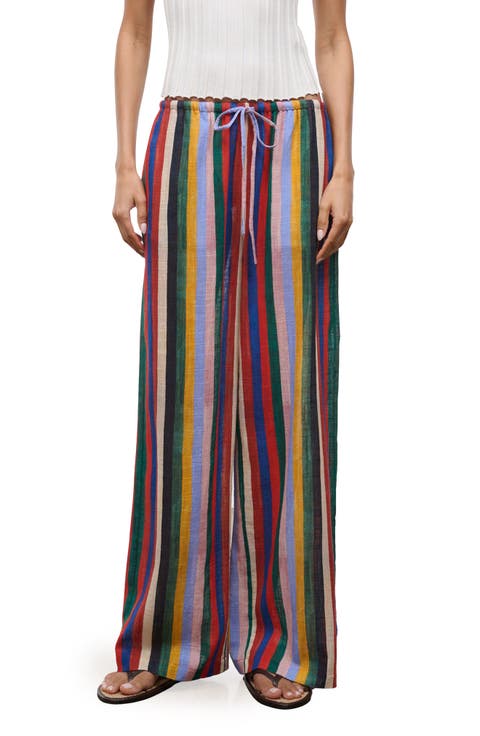 Mateo Stripe Cotton Drawstring Pants