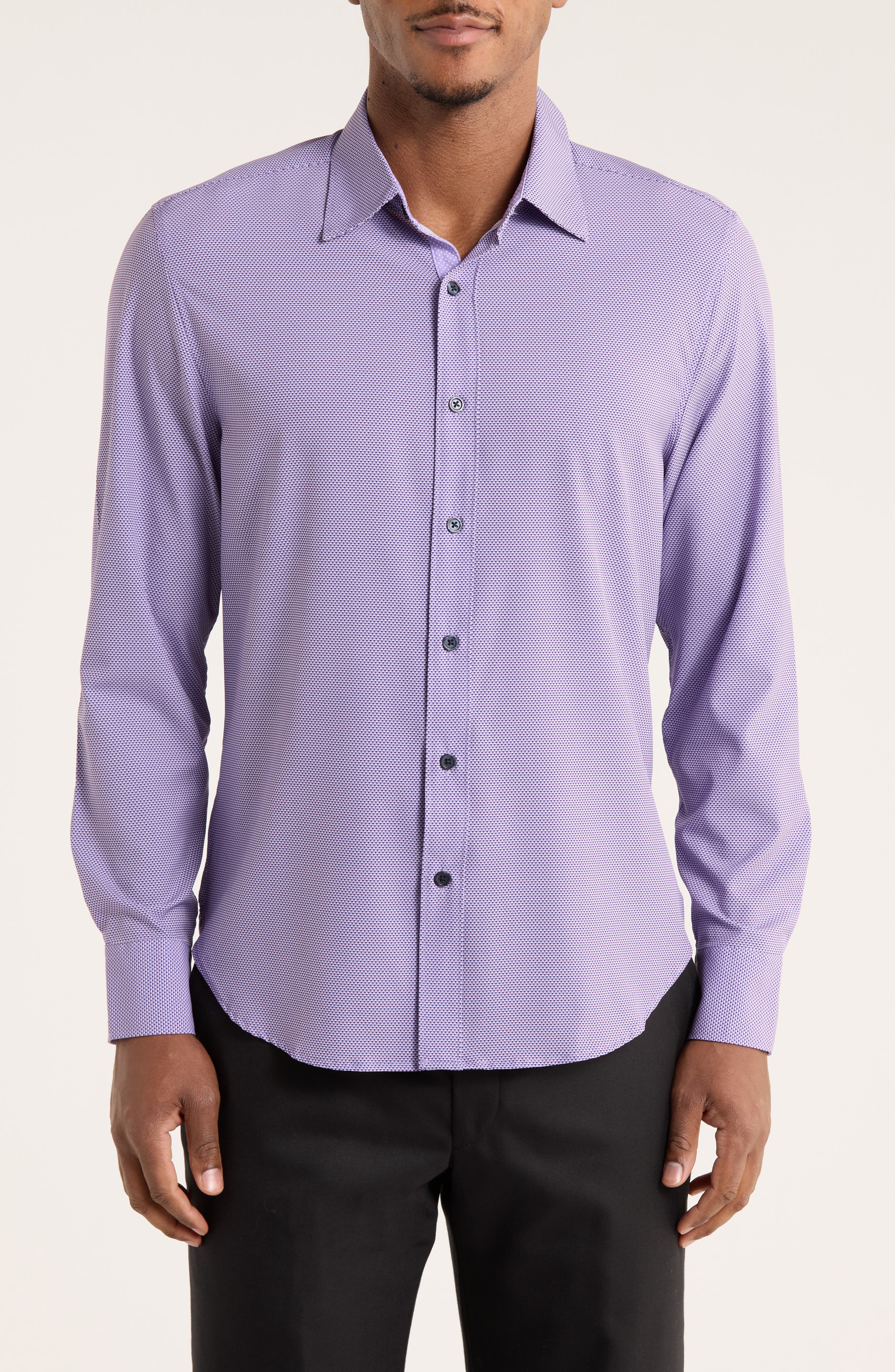 CONSTRUCT Micro Geo Print Slim Fit 4-Way Stretch Button-Up Shirt