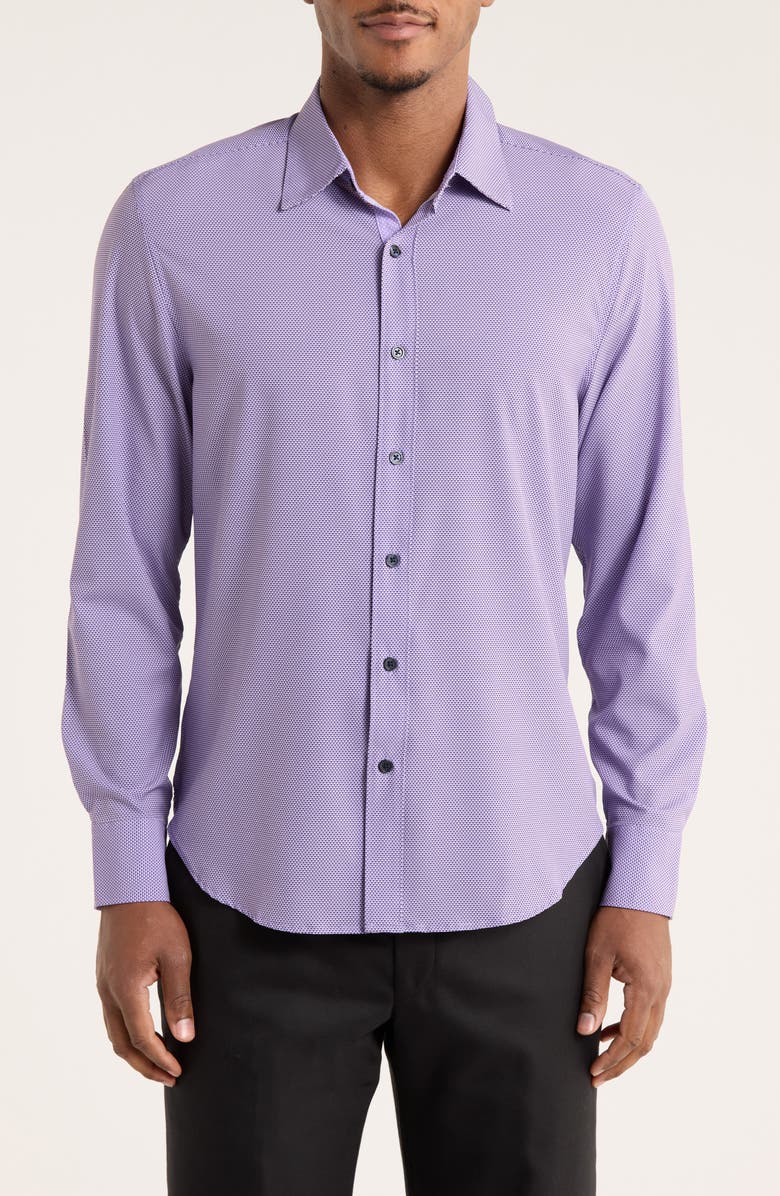 CONSTRUCT Micro Geo Print Slim Fit 4-Way Stretch Button-Up Shirt, Main, color,