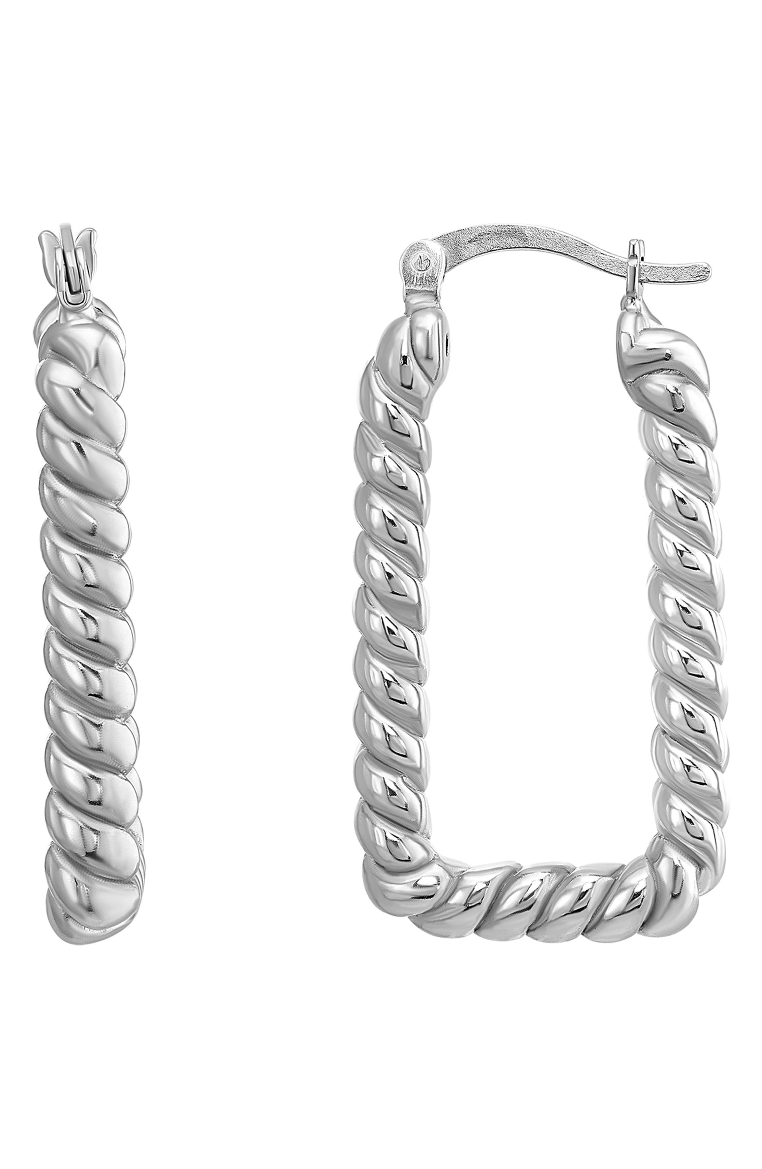 Twisted Rectangular Hoop Earrings