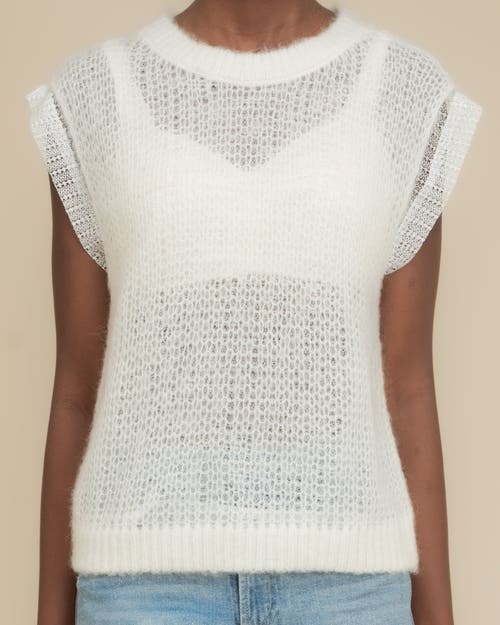 Contessa Mills Laissez Soft Alpaca Lace-layered Sweater Vest In Gray