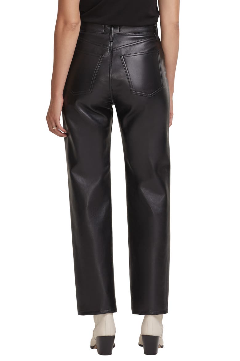 '90s Pinch Waist Recycled Leather High Waist Pants, Alternate, color, DETOX BLACK