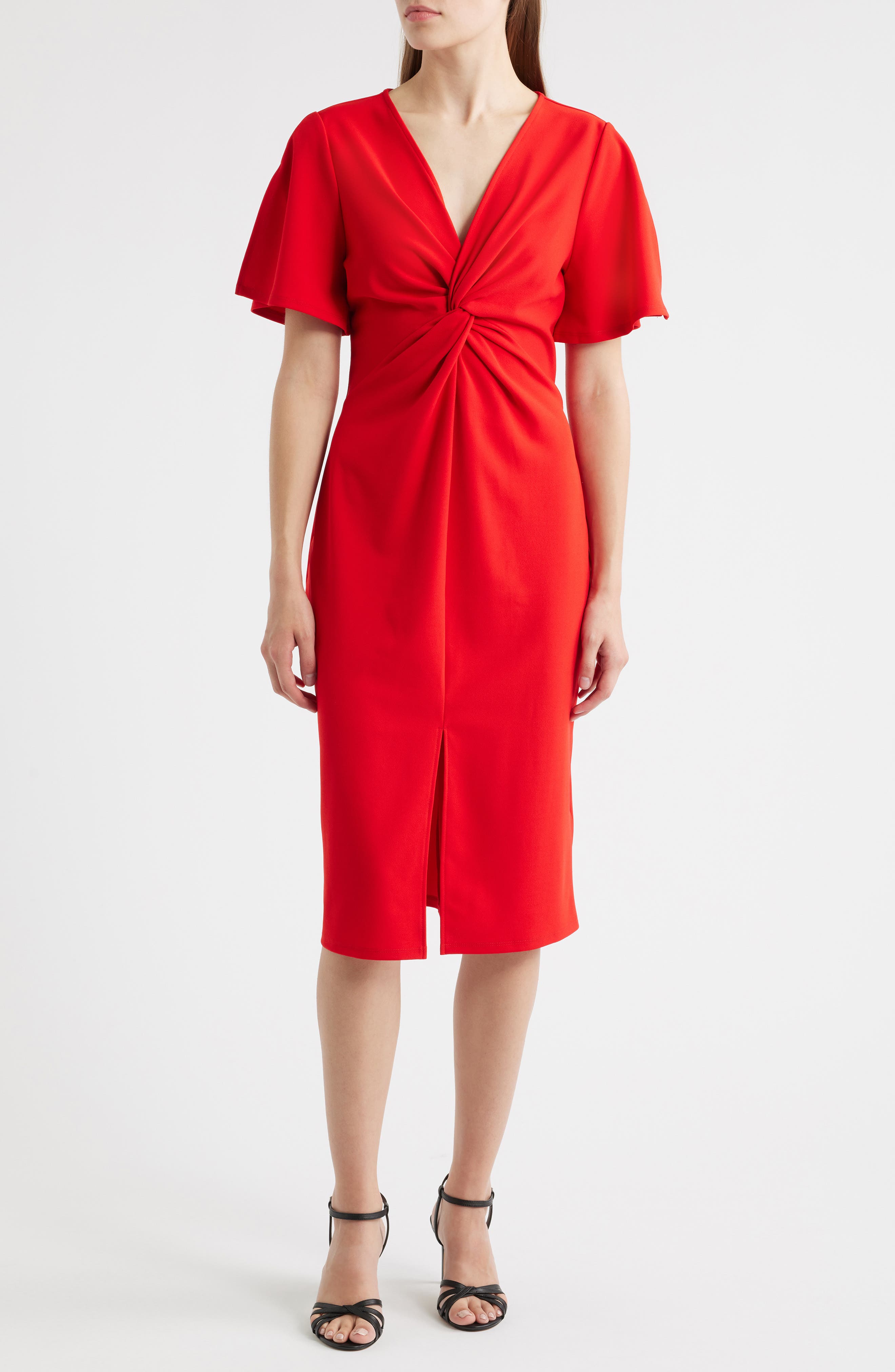 Twist Front Midi Dress