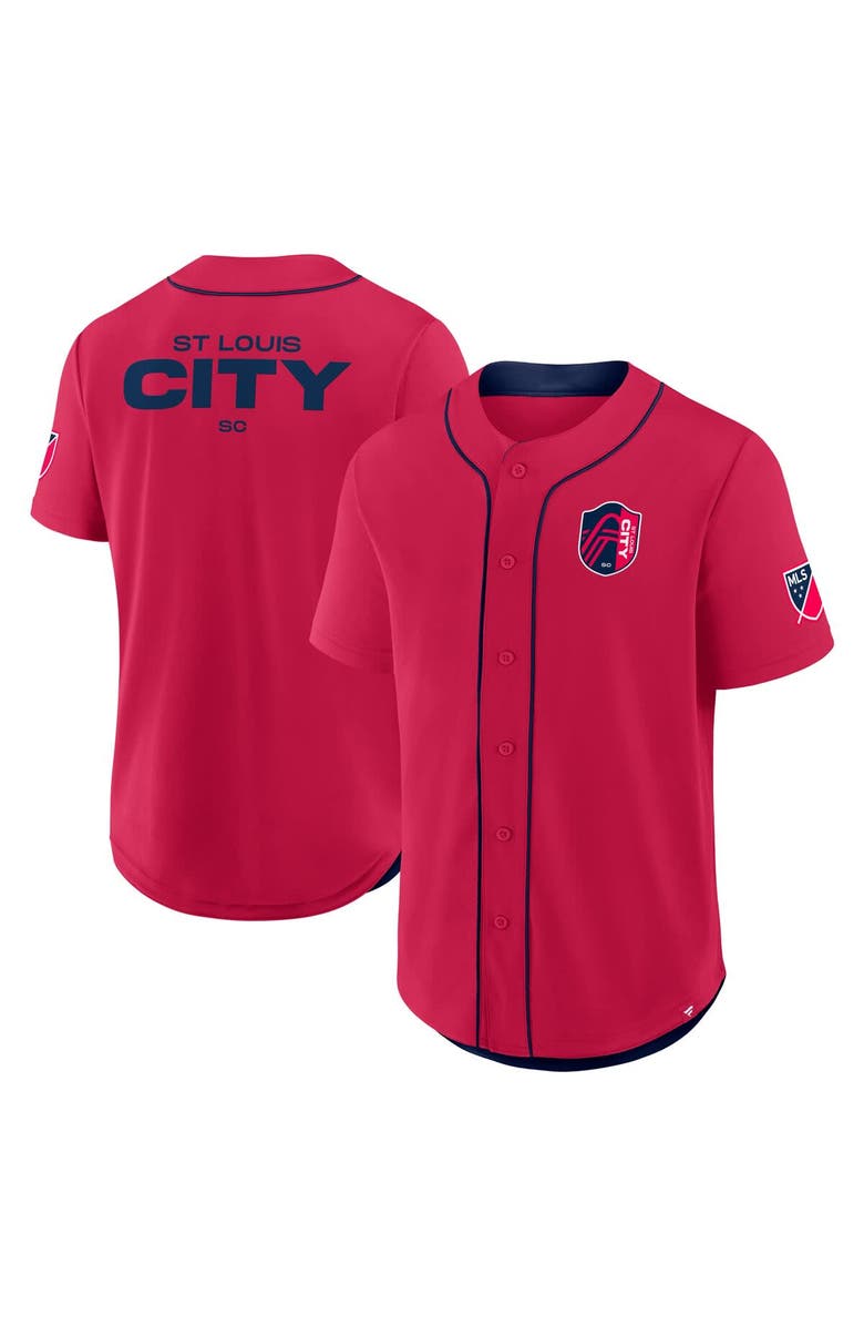 FANATICS Men's Fanatics Red St. Louis City SC Injury Time Baseball Jersey, Main, color, Red